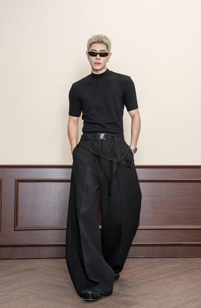 Original design double belt casual pants