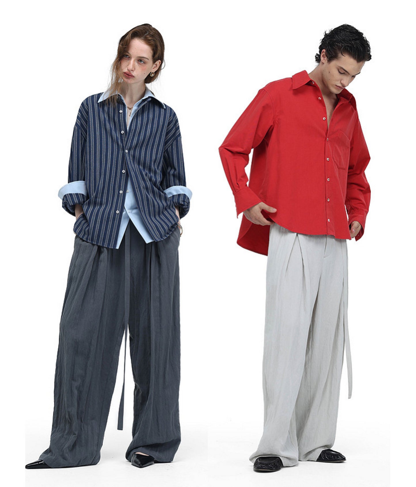 Pleated Casual Pants with a Belt