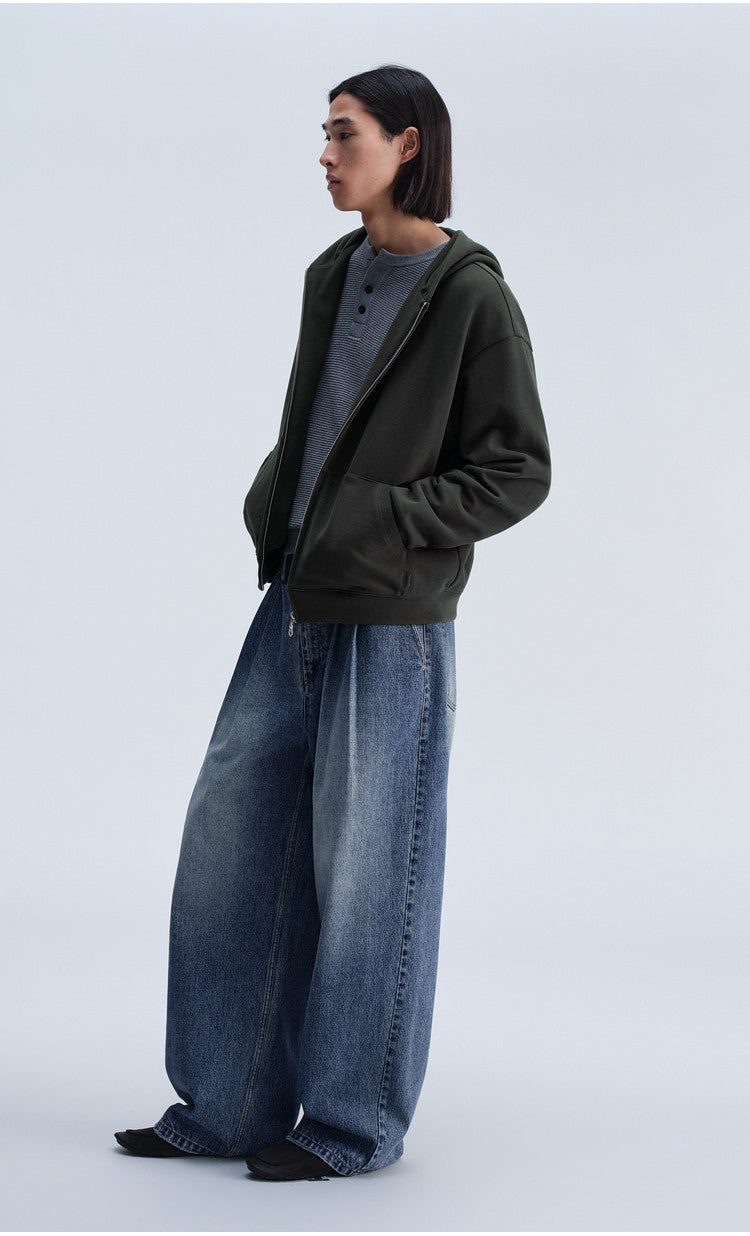 Short-Sleeve Hooded Zip-Up Sweatshirt