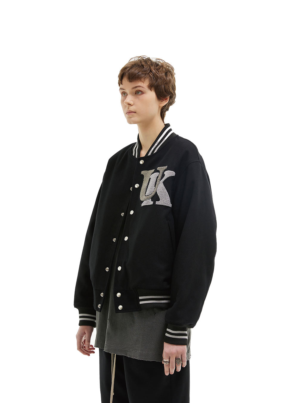 Heavyweight wool embroidered stadium jacket