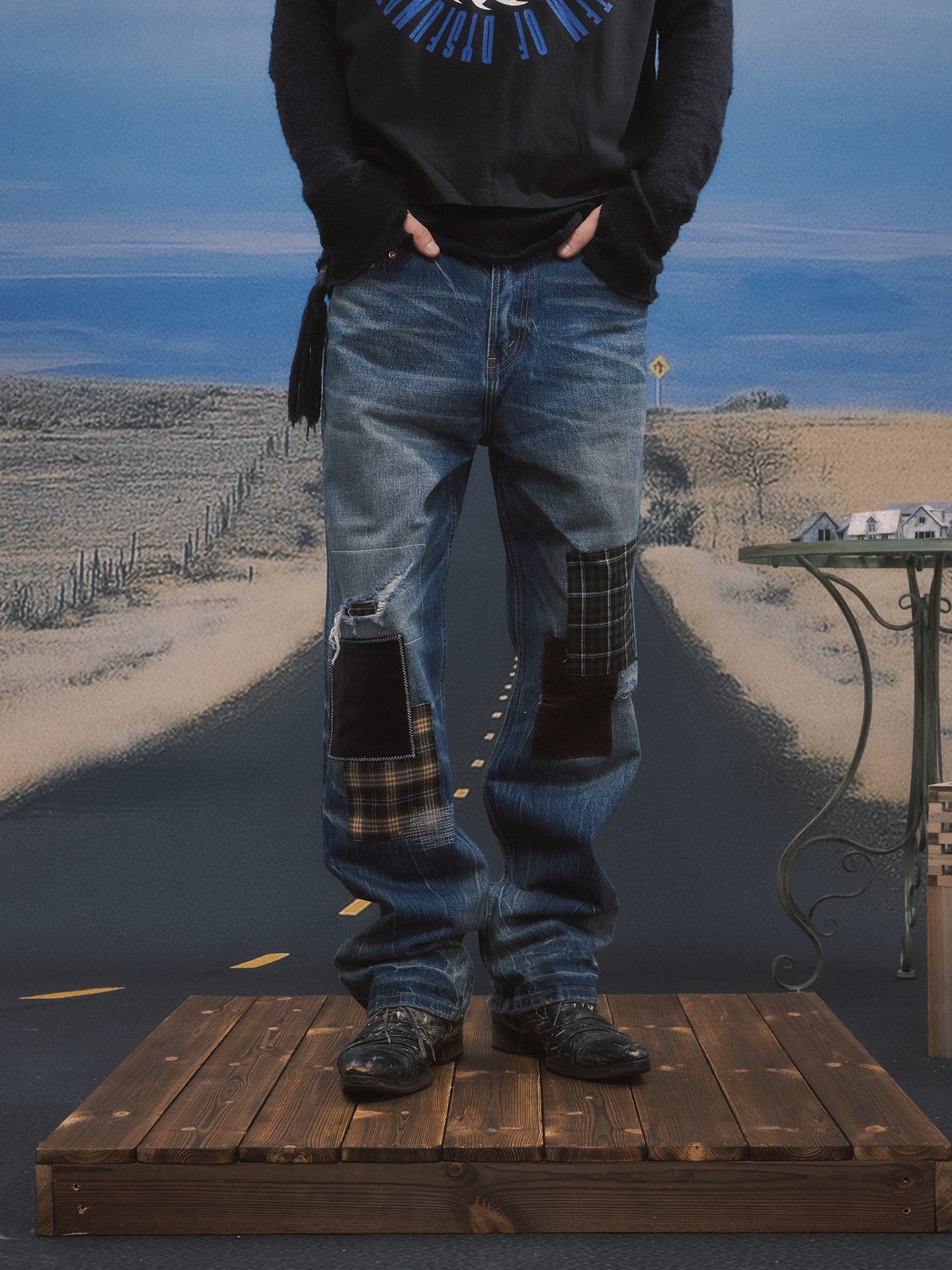 Patchwork Denim Pants