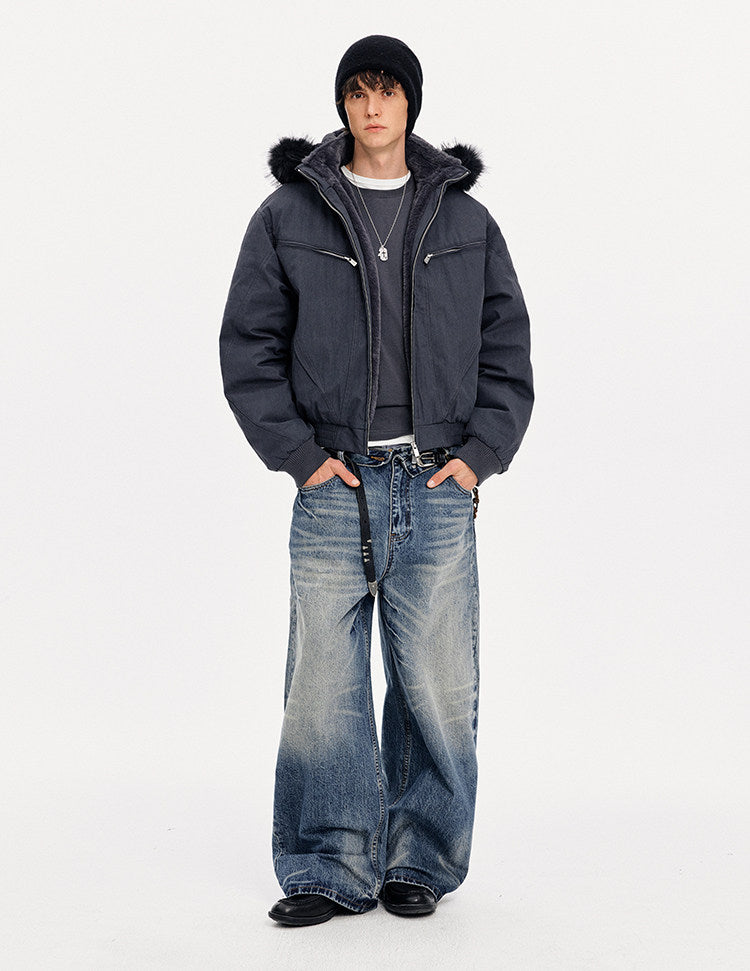 Detachable Hood White Duck Down Jacket