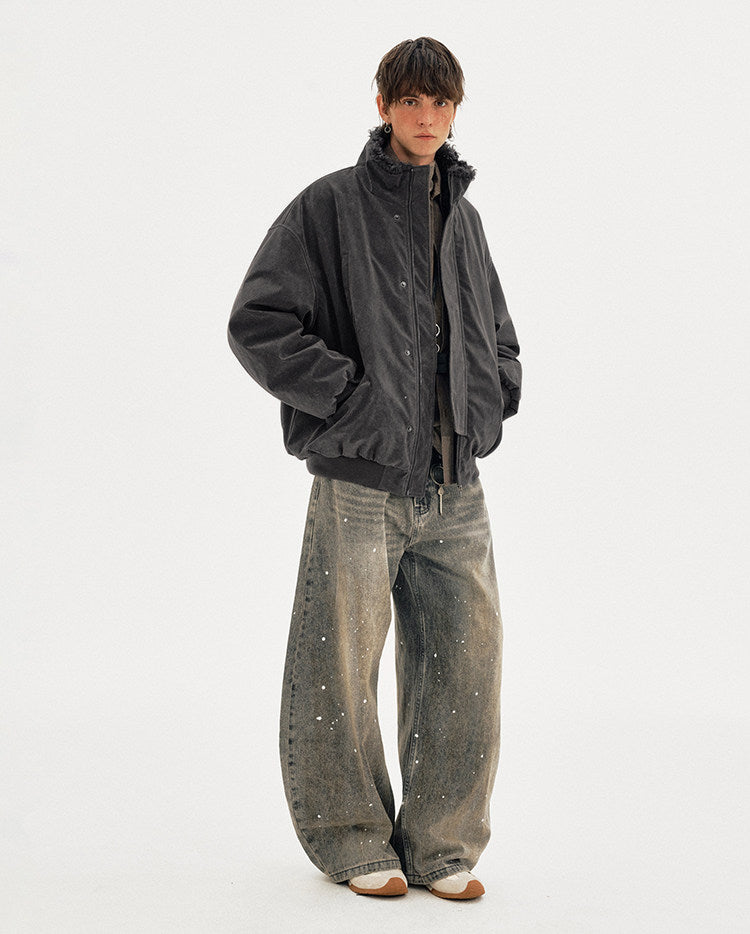 Suede Collar Cotton-Padded Jacket