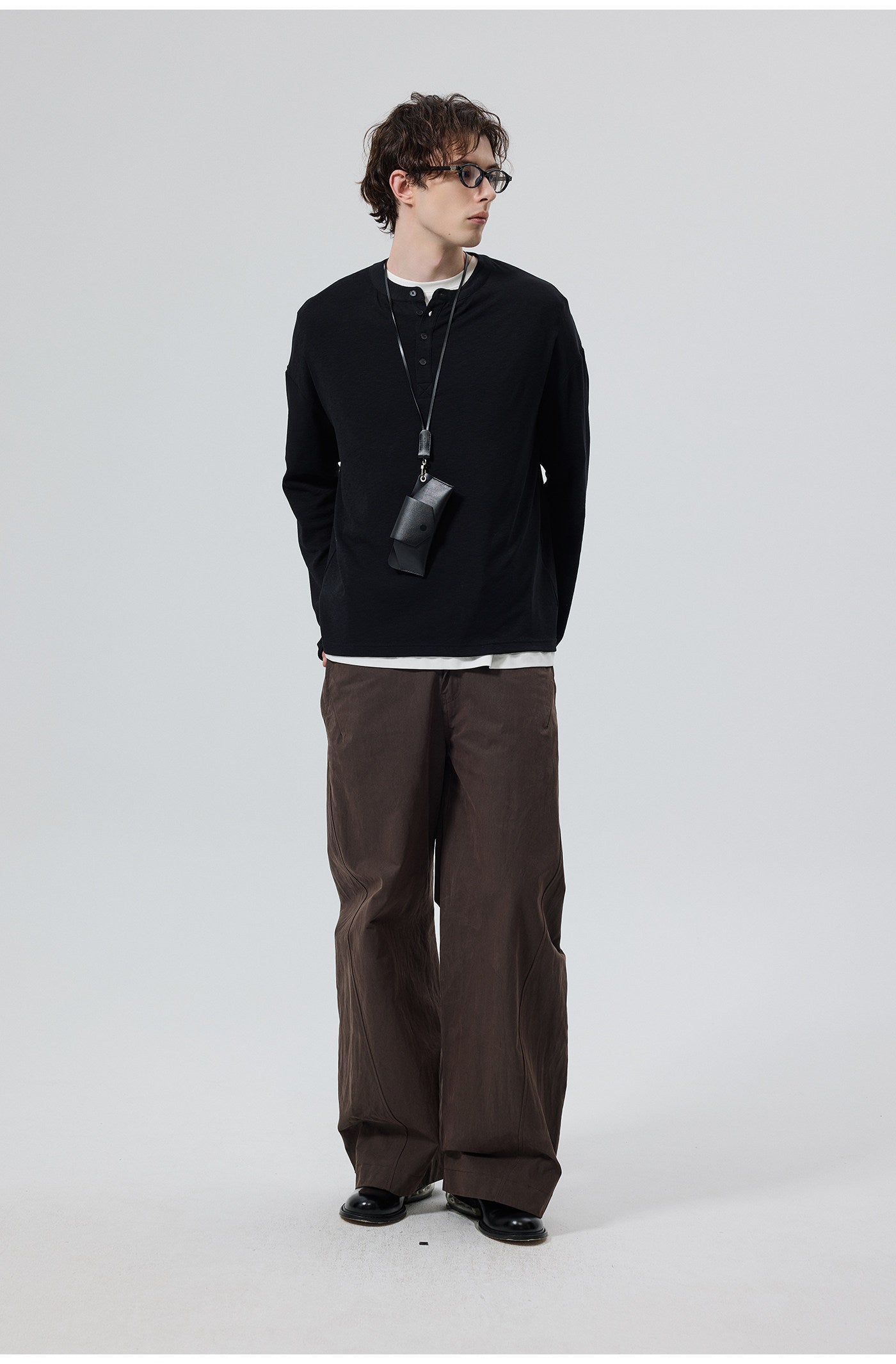 Cotton Blend Henley Collar T-Shirt