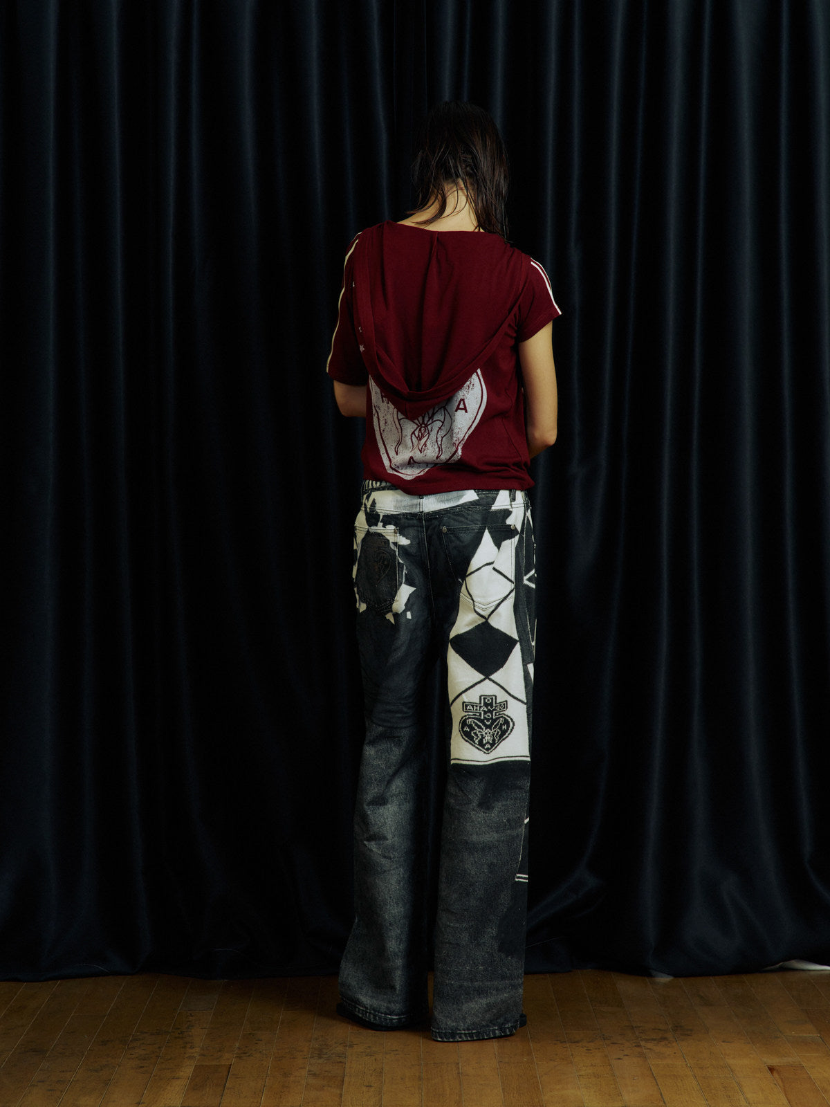 Digital-Print Denim Pants