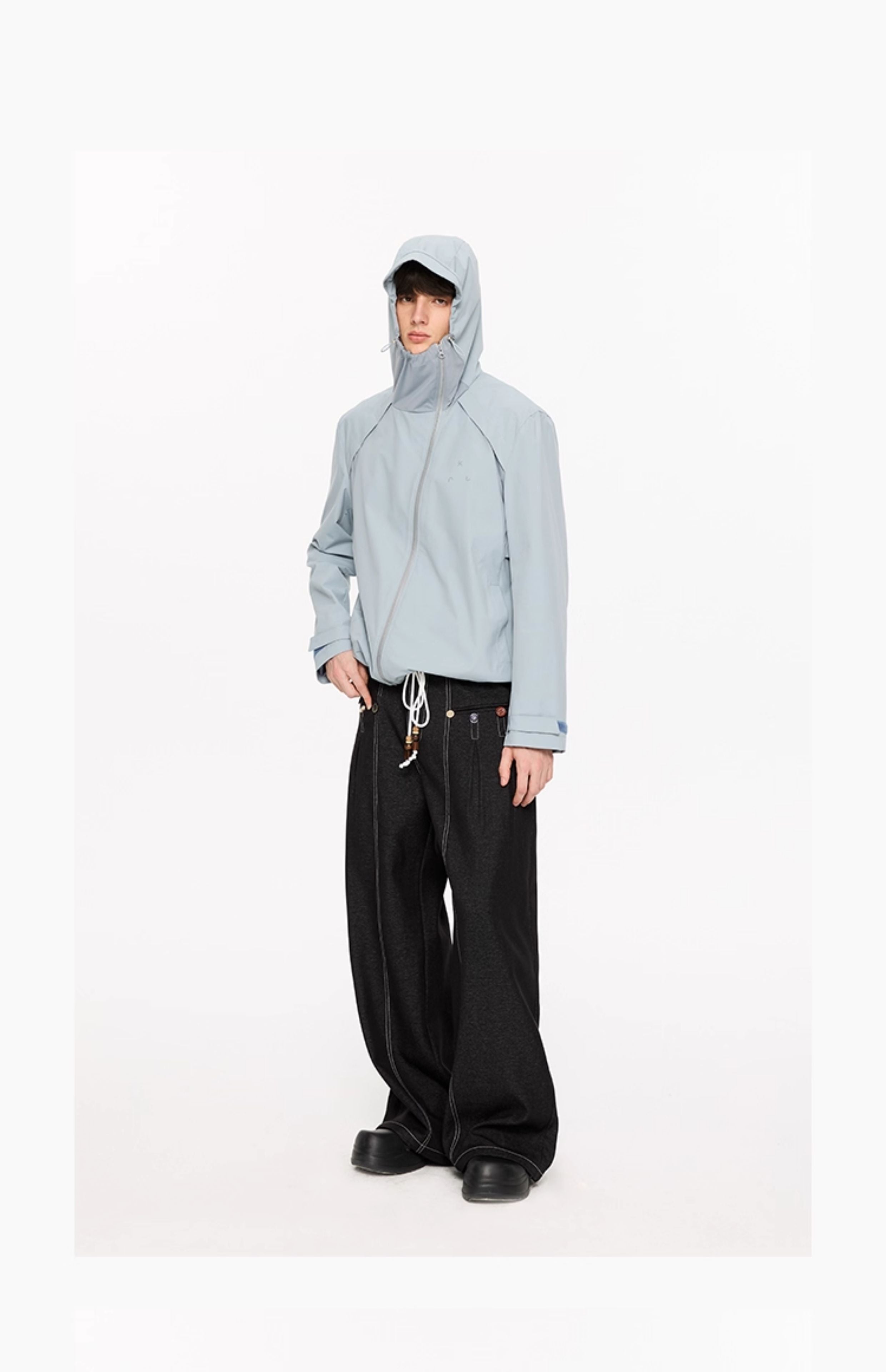 Diagonal Zipper Hooded Jacket – ULTIMUS