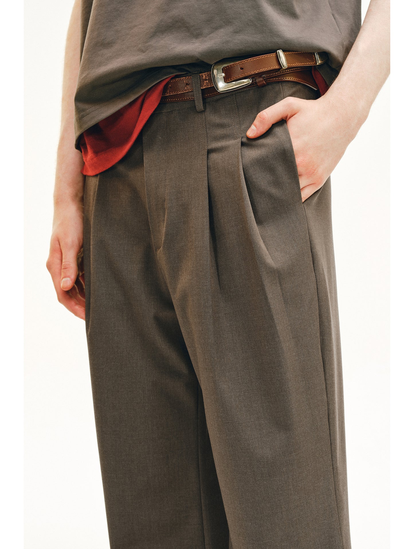 Double-Pleated Casual Pants