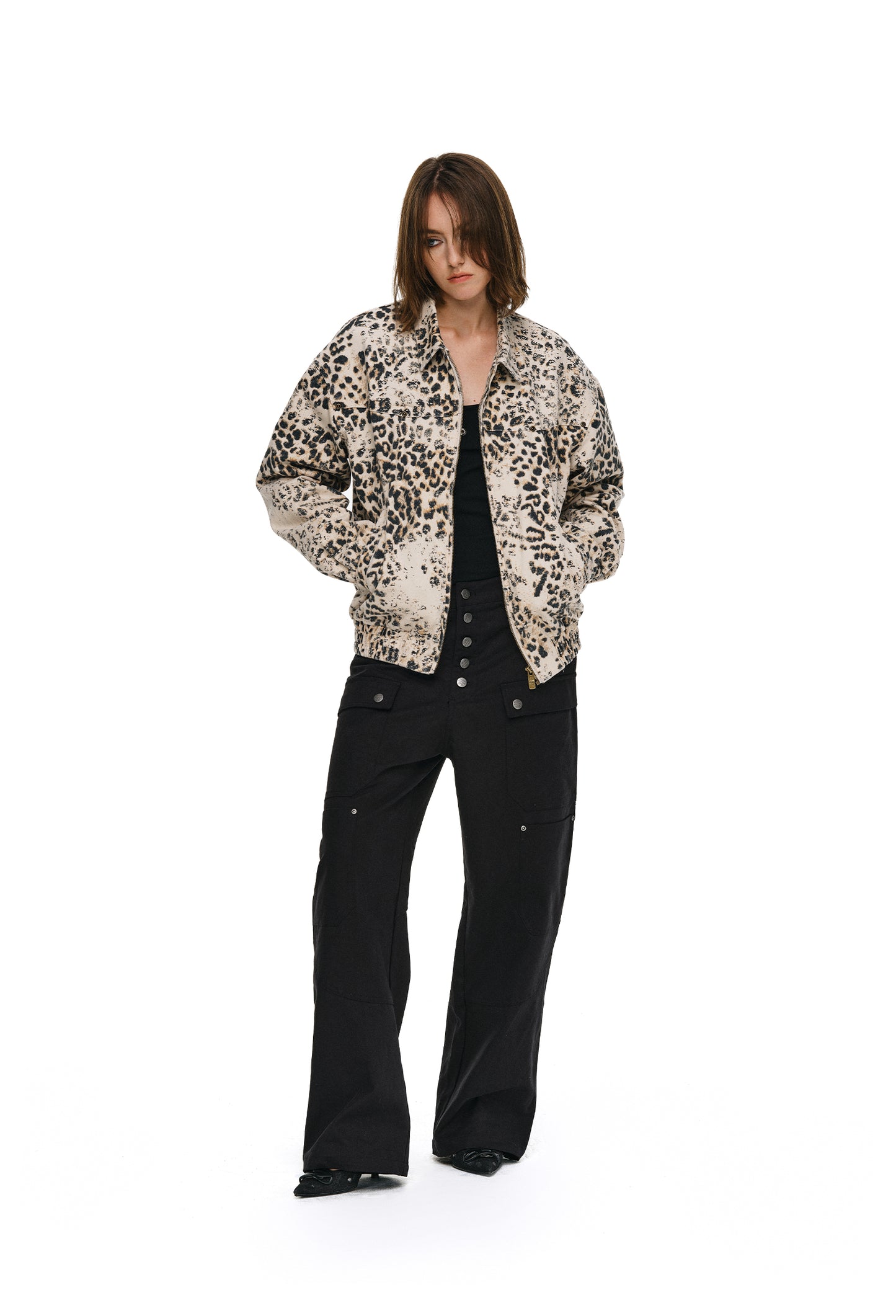 Retro Wash Leopard Print Jacket