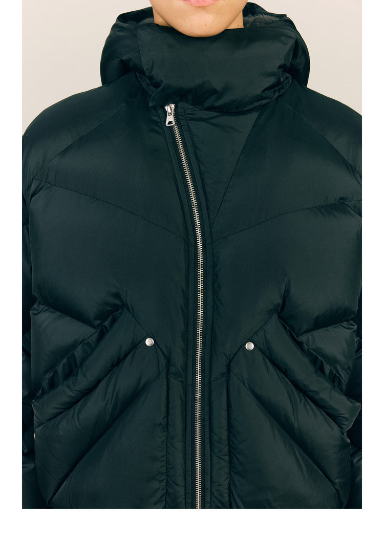 Mink Feather Hooded Down Jacket