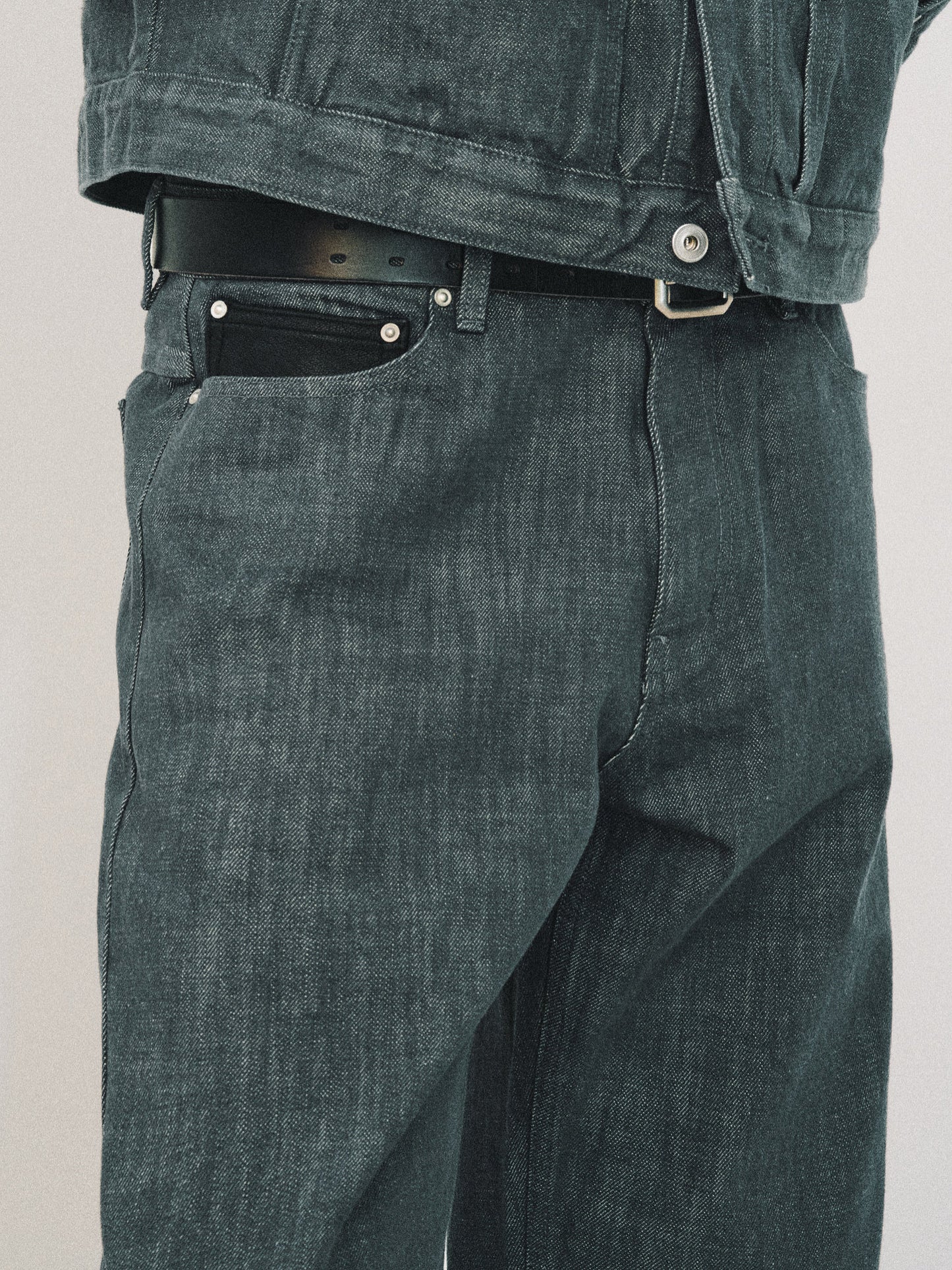 Genuine Leather Pocket Jeans