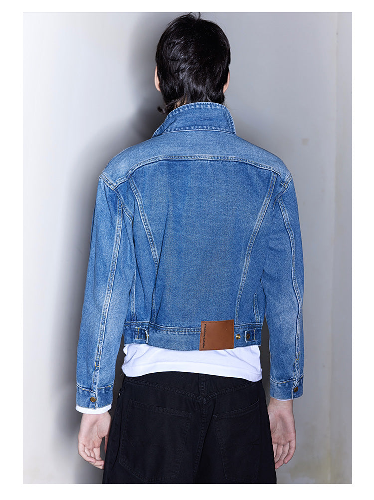 Short lapel denim jacket