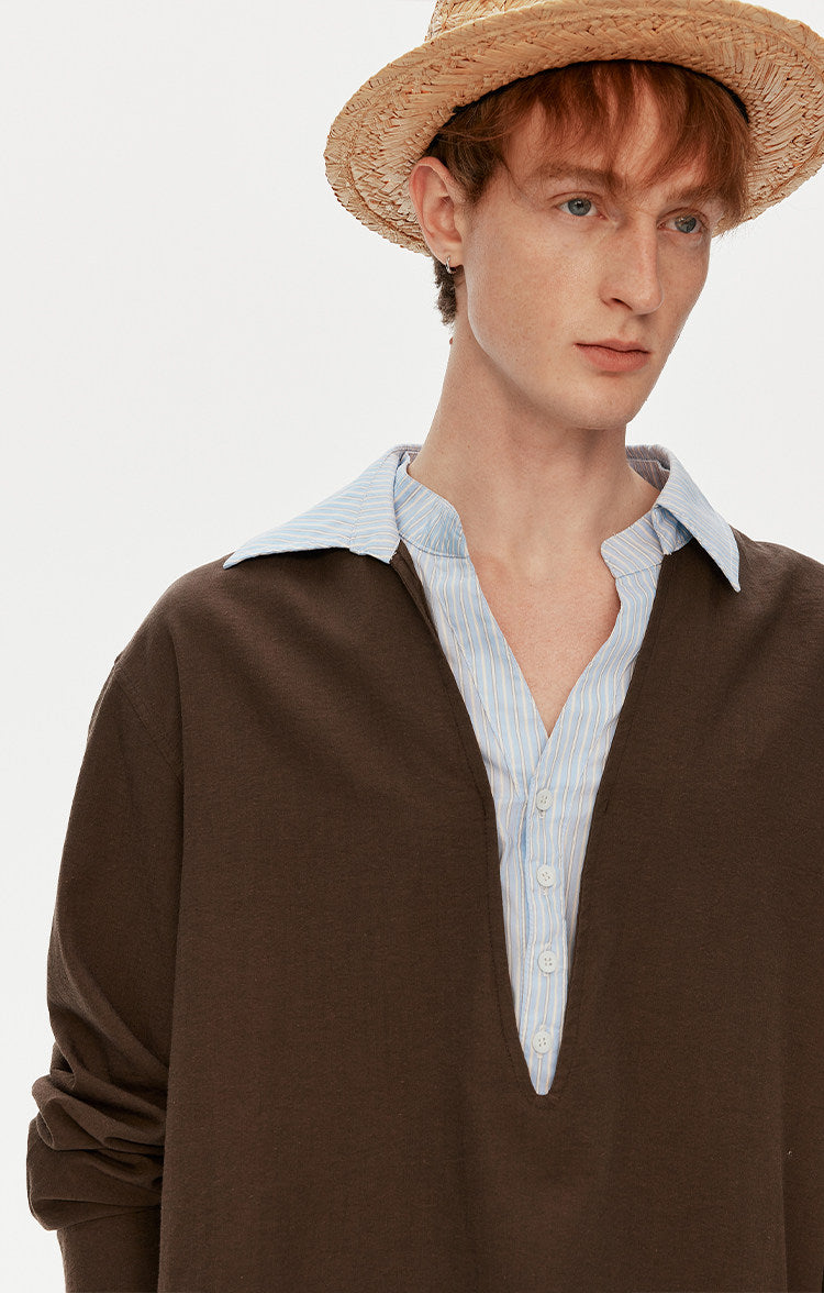 Faux Two-Piece Striped Shirt