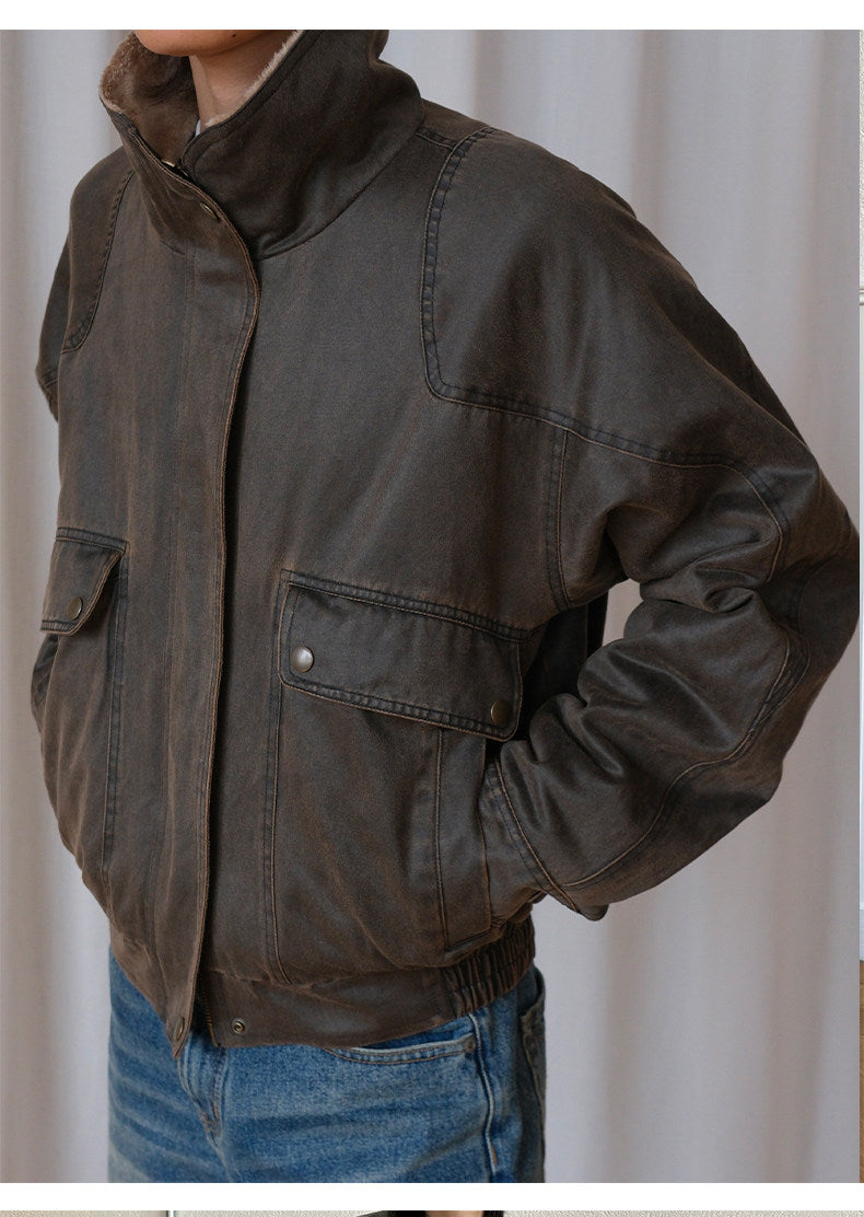 Retro-washed bomber jacket