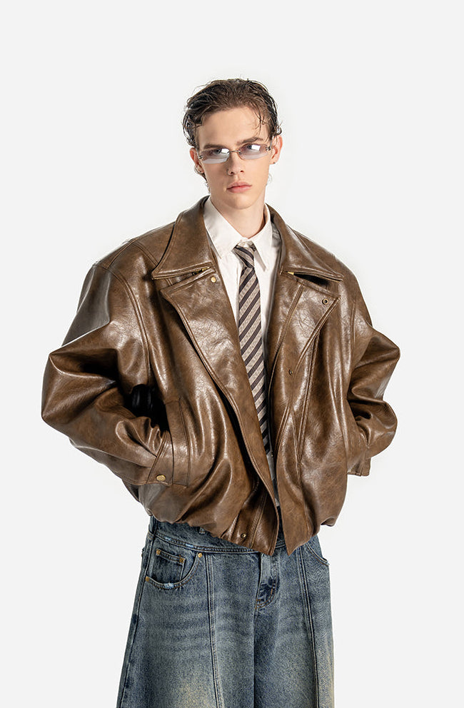 Glossy Waxed Leather Jacket