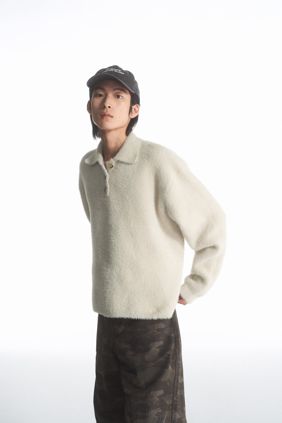 Imitation mink polo neck sweater