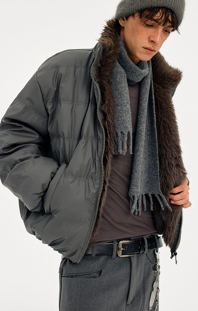 Retro Style Fur Collar Down Jacket
