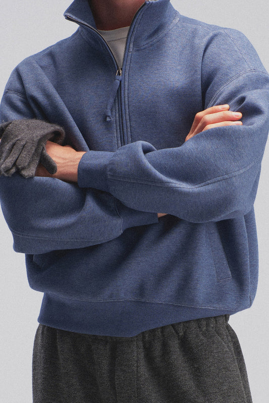 Stand-Up Collar Half-Zip Hoodie