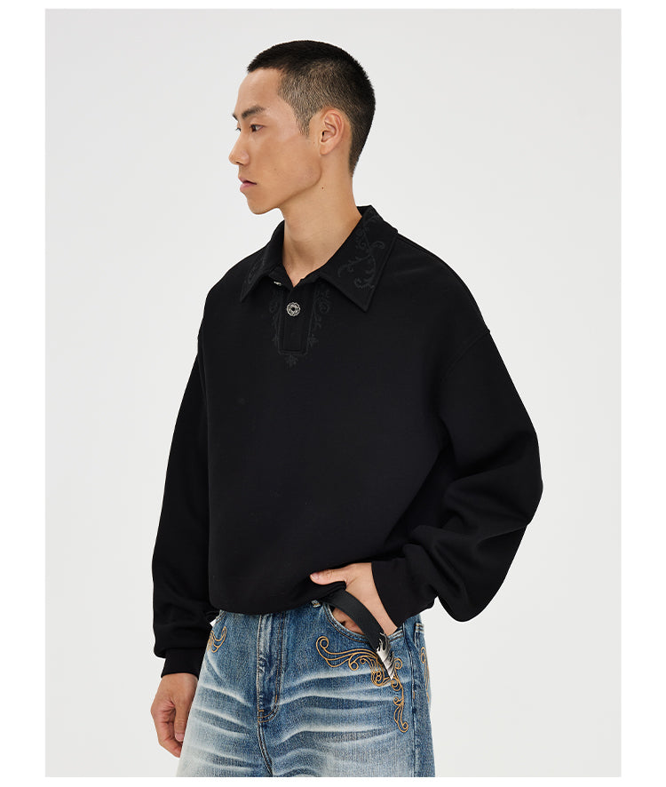 Embroidered polo sweatshirt