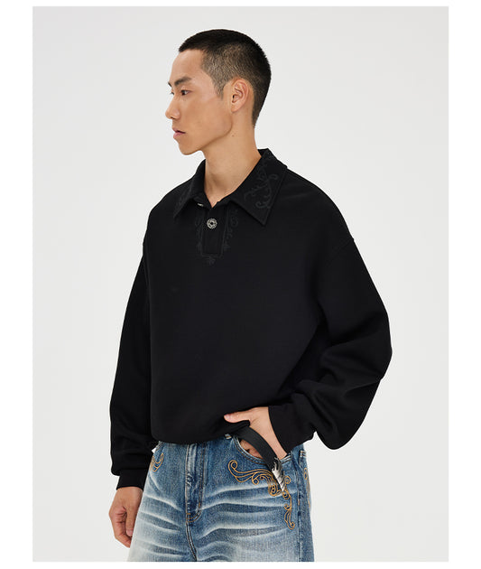 Embroidered Polo Sweatshirt