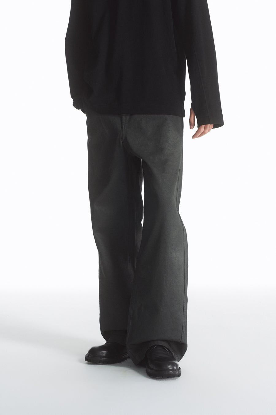 PU coated straight jeans