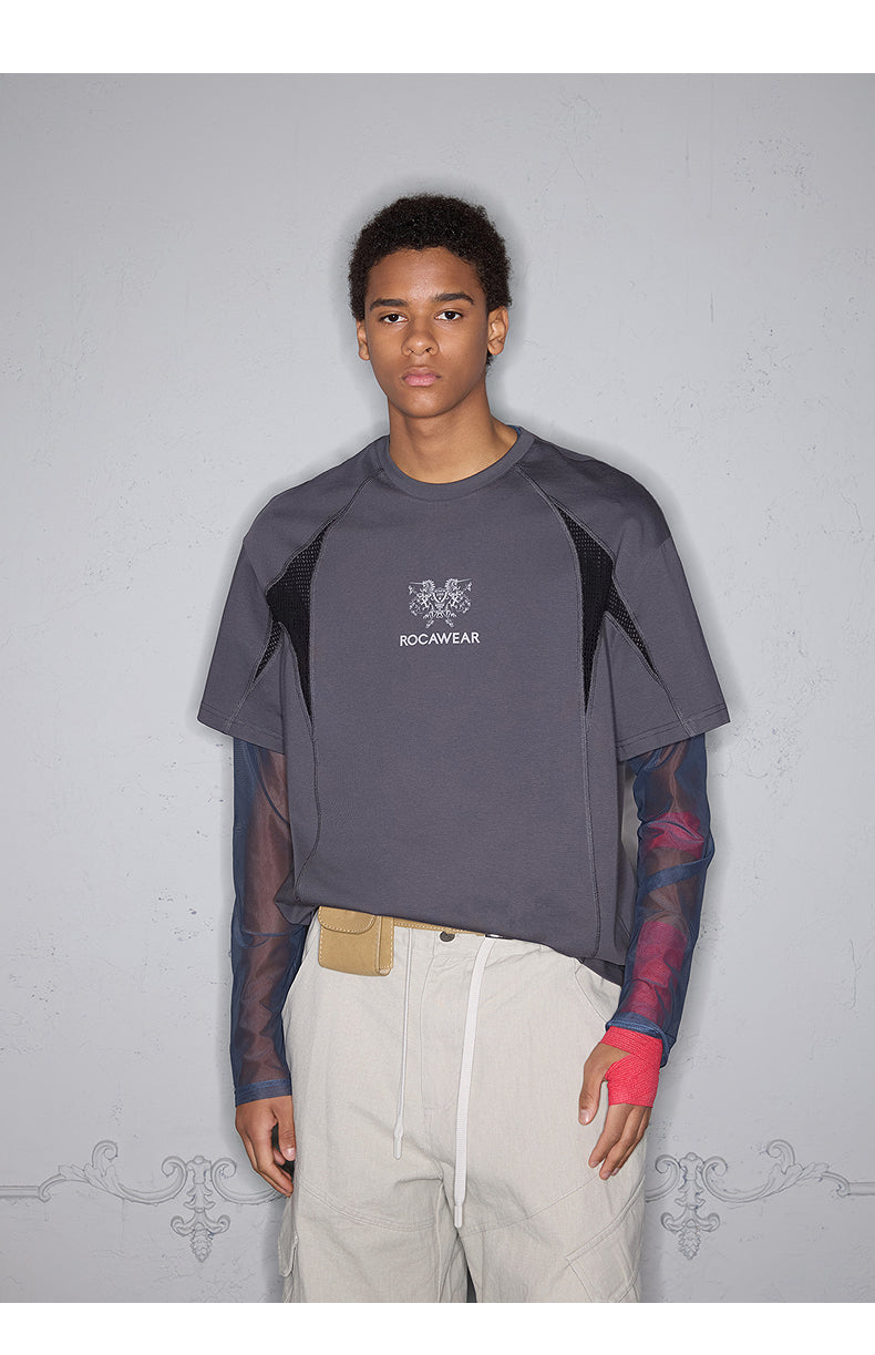 Mesh Patchwork Print T-Shirt