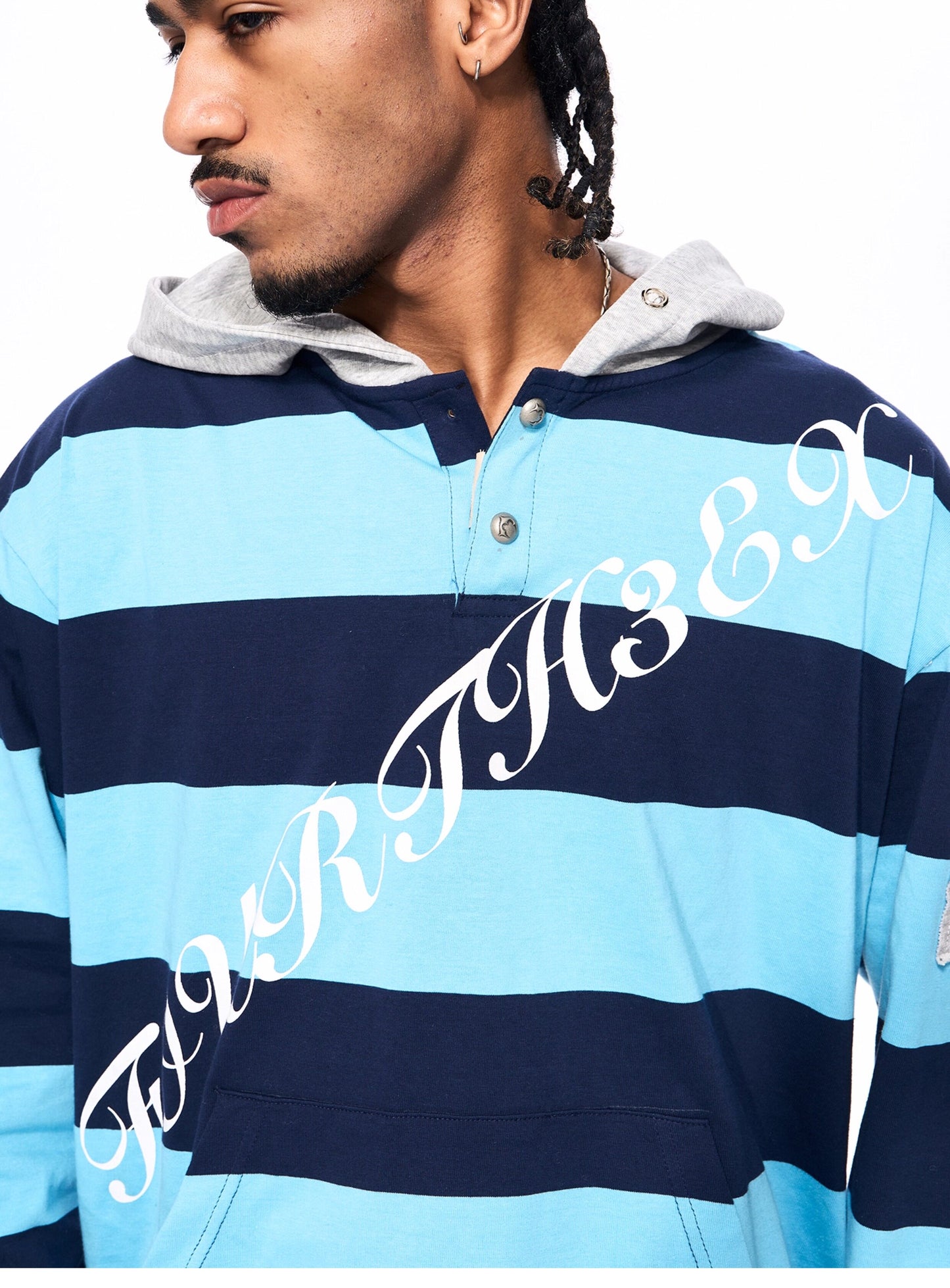 Blue Stripe Print Sweatshirt