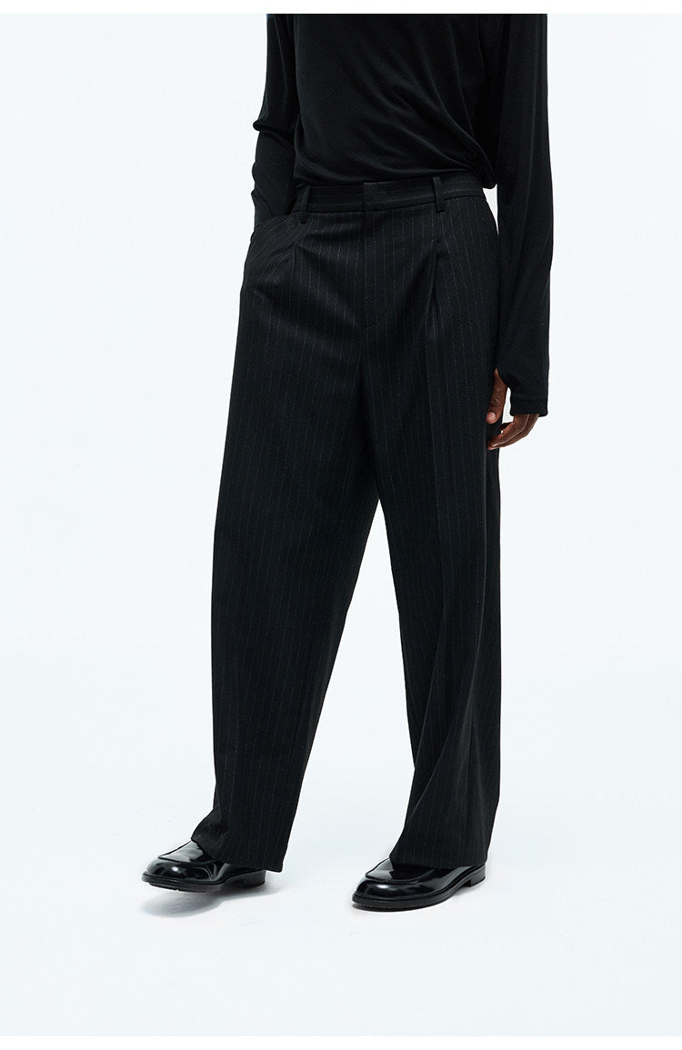 Single-Pleat Stretch Waist Casual Pants