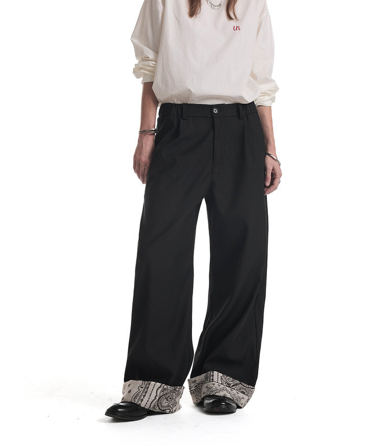 Paisley Flower Hem Casual Pants