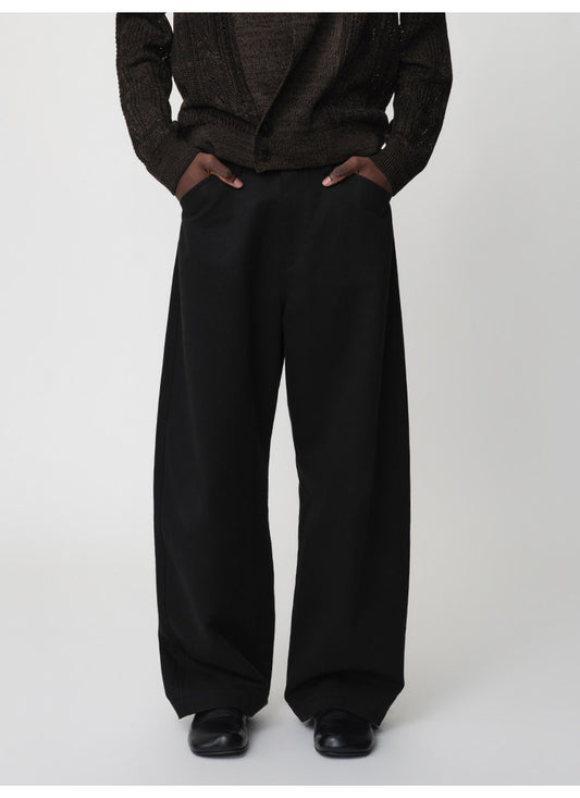 Curved Straight-Leg Casual Pants