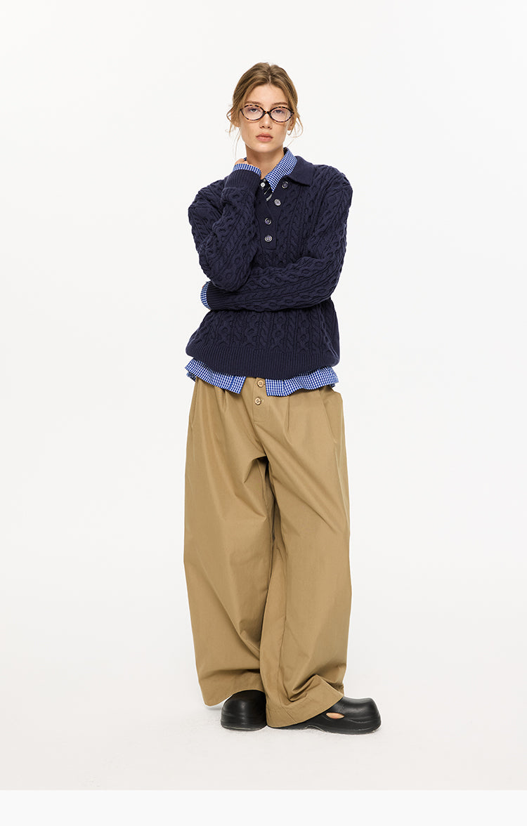 3D Twist Polo Sweater