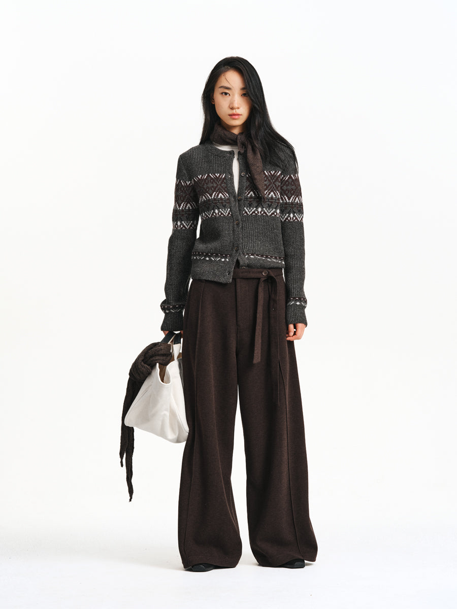 Belted Wide-Leg Pants