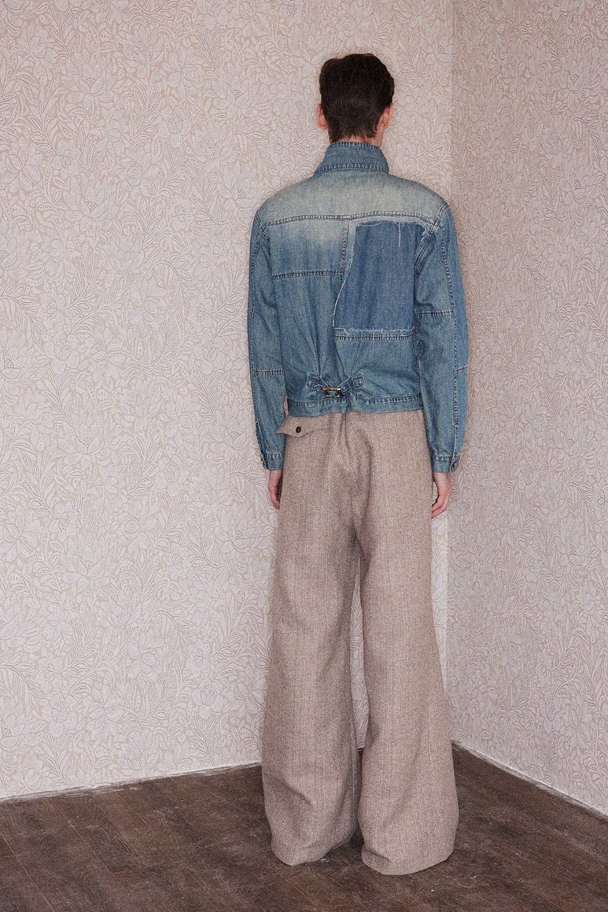 Herringbone tweed casual pants