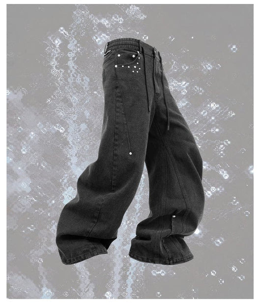 Reverse-Pleated Washed Denim