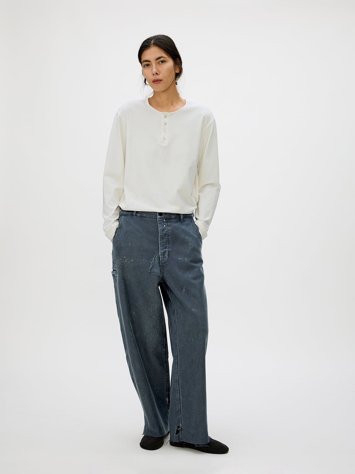 Heavy-Wash Finish Casual Pants