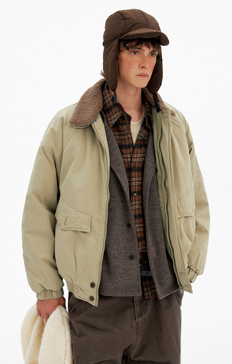 Detachable Lambswool Collar Jacket