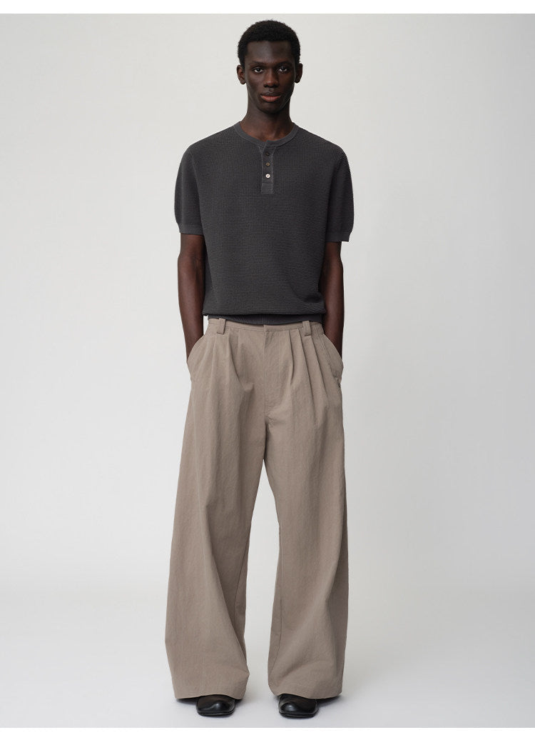 3D Cut A-Line Wide-Leg Pants
