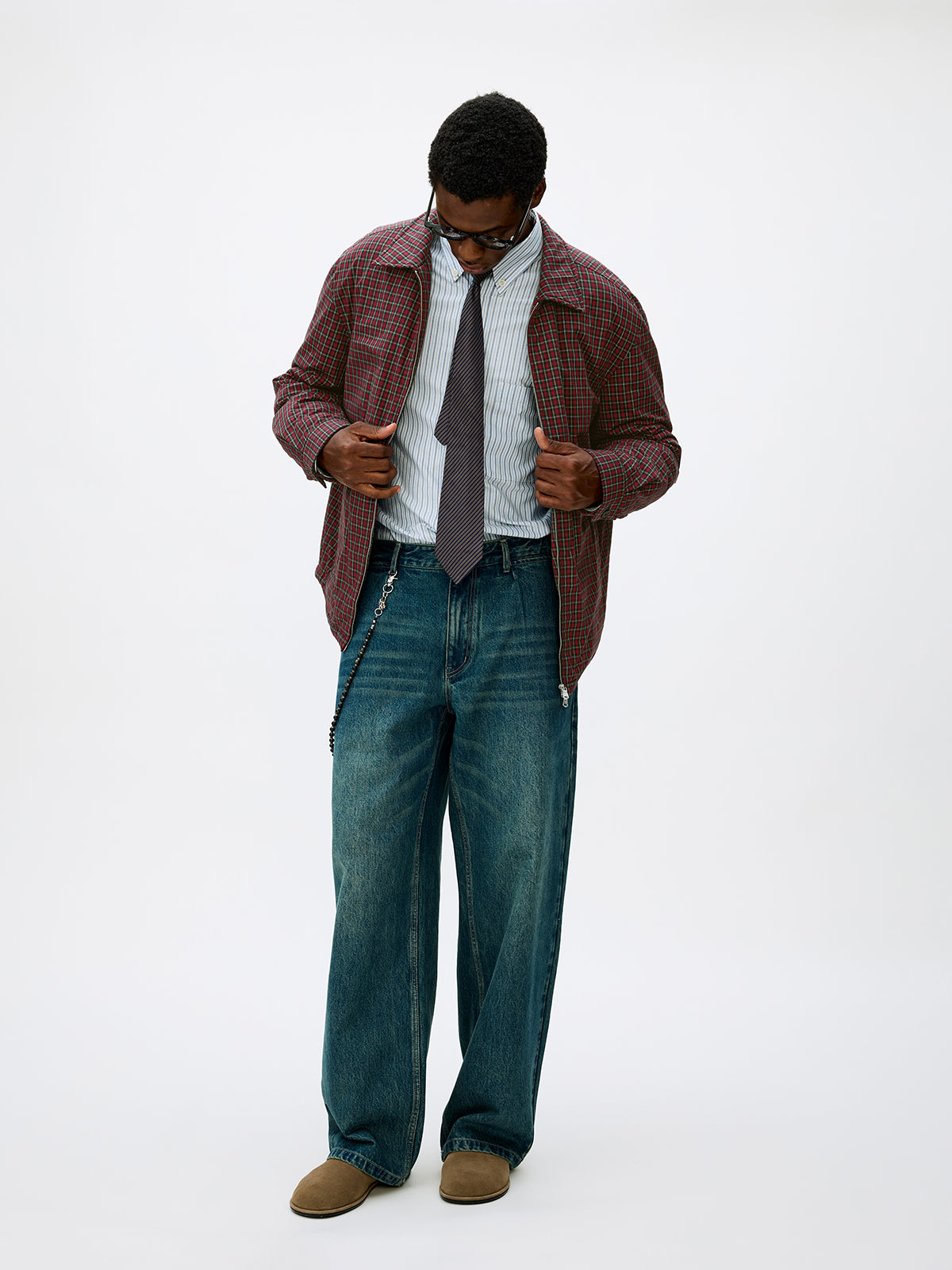 Checkered White Duck Down Jacket