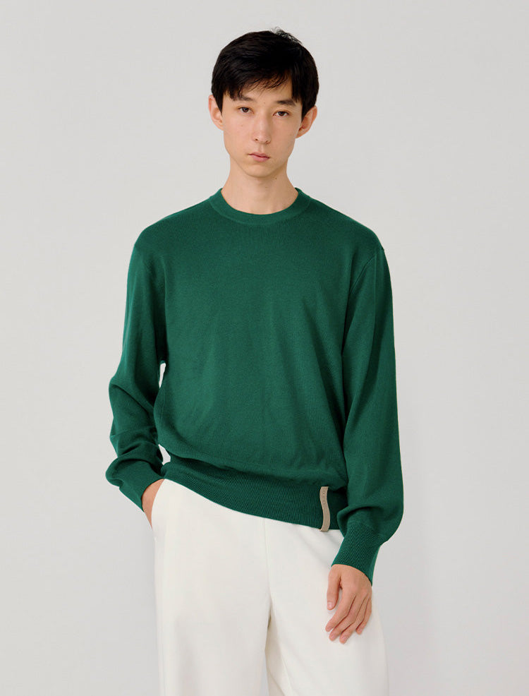 Logo Leather Label Loose-Fit Sweater