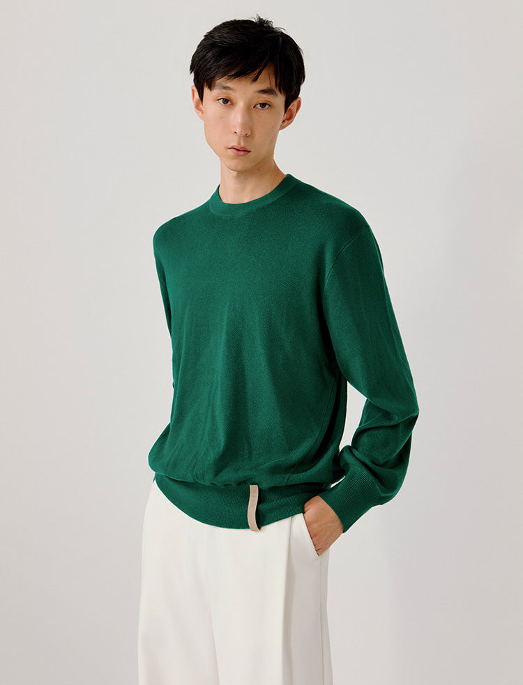 Logo Leather Label Loose-Fit Sweater