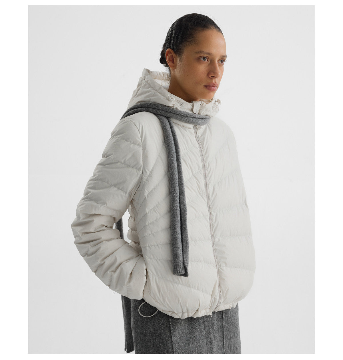 Embossed Straight-Line Quilted Down Jacket