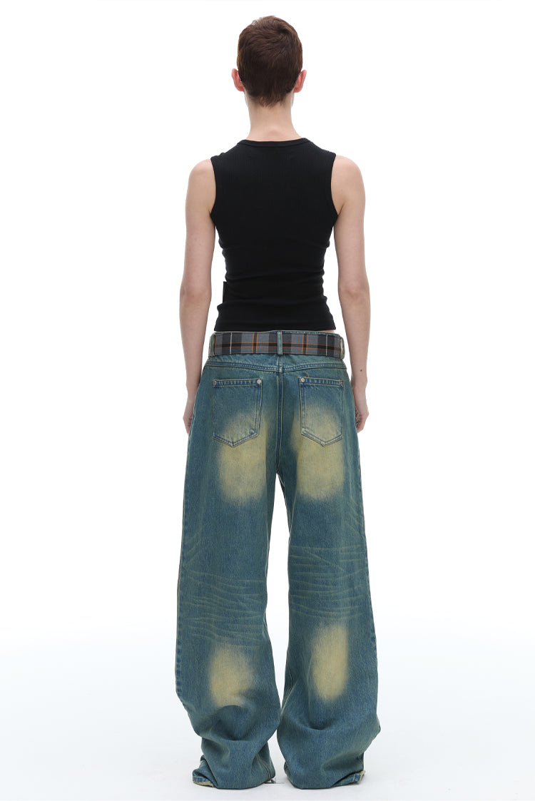 Vintage Washed Wide Leg Jeans