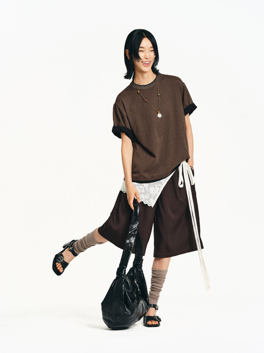 A-line Elastic Double Belt Shorts