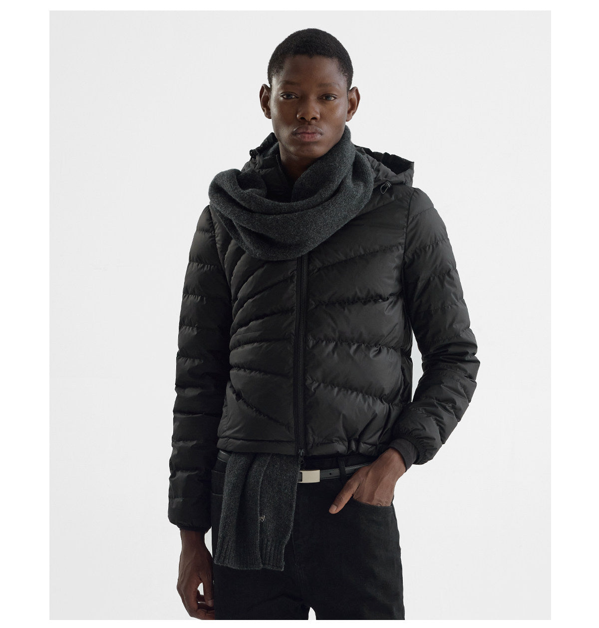 Embossed Straight-Line Quilted Down Jacket