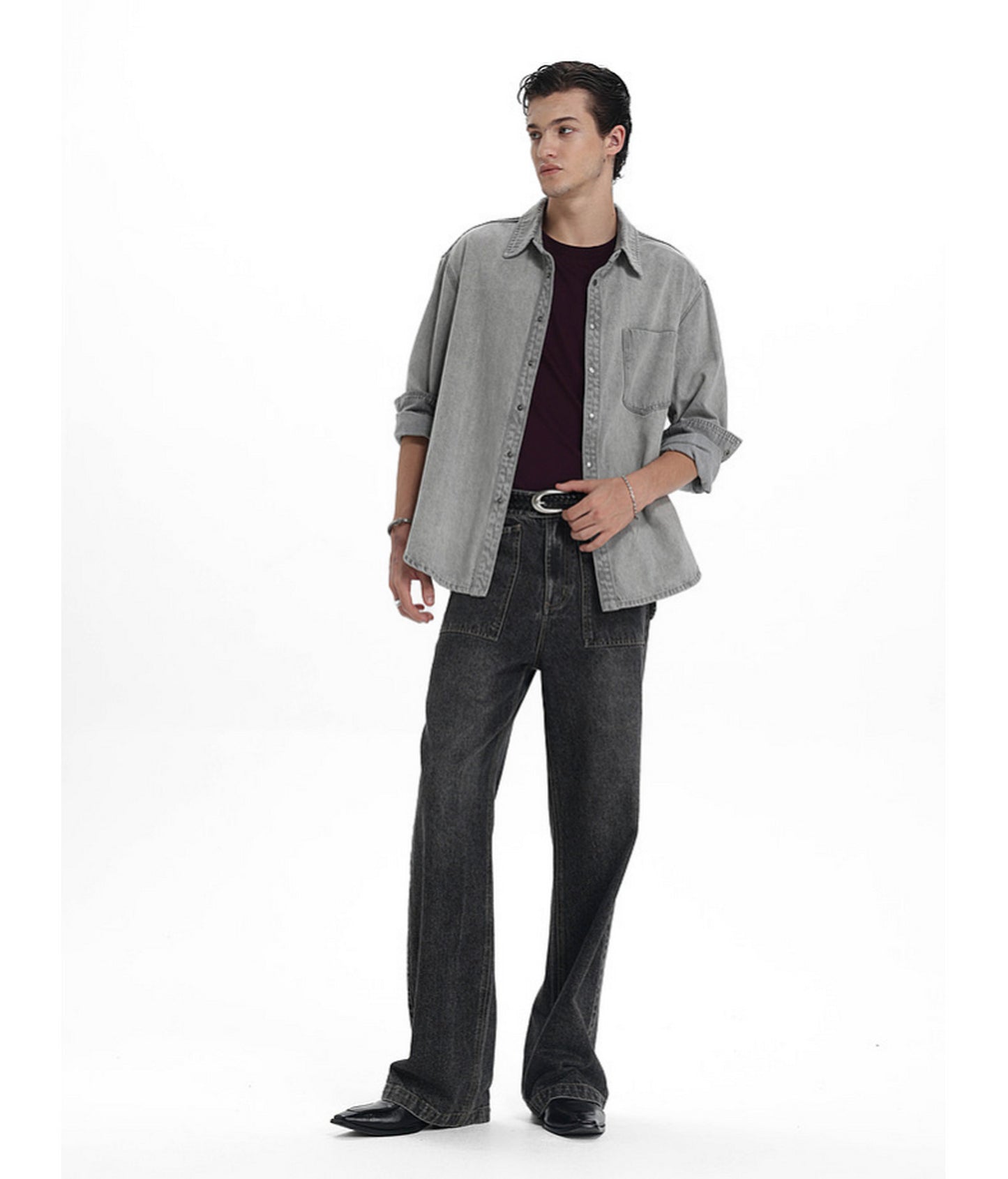 Vintage Relaxed-Fit Two-Tone Denim Shirt