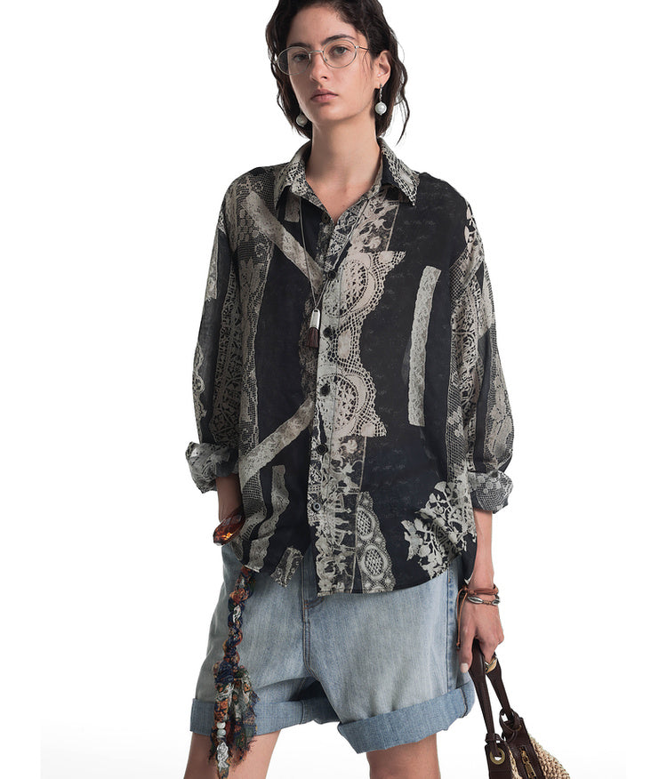 Rococo Retro Print Shirt