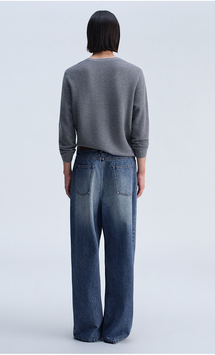 Henry-Collar Button-Down Shirt