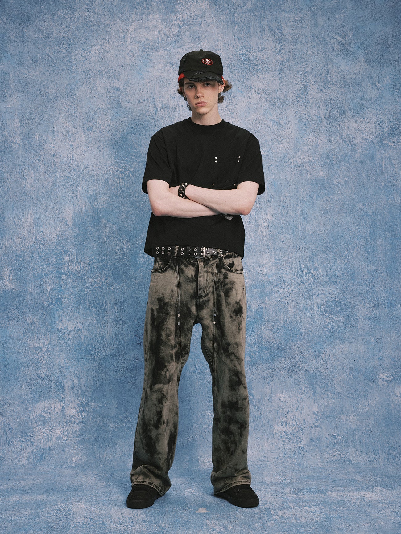 Water-Washed Straight-Leg Denim Pants