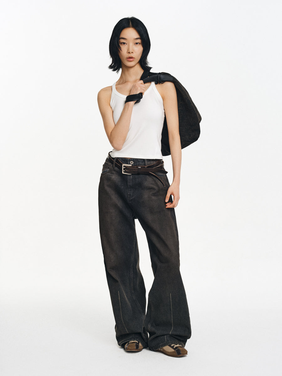 Distressed A-Line Jeans