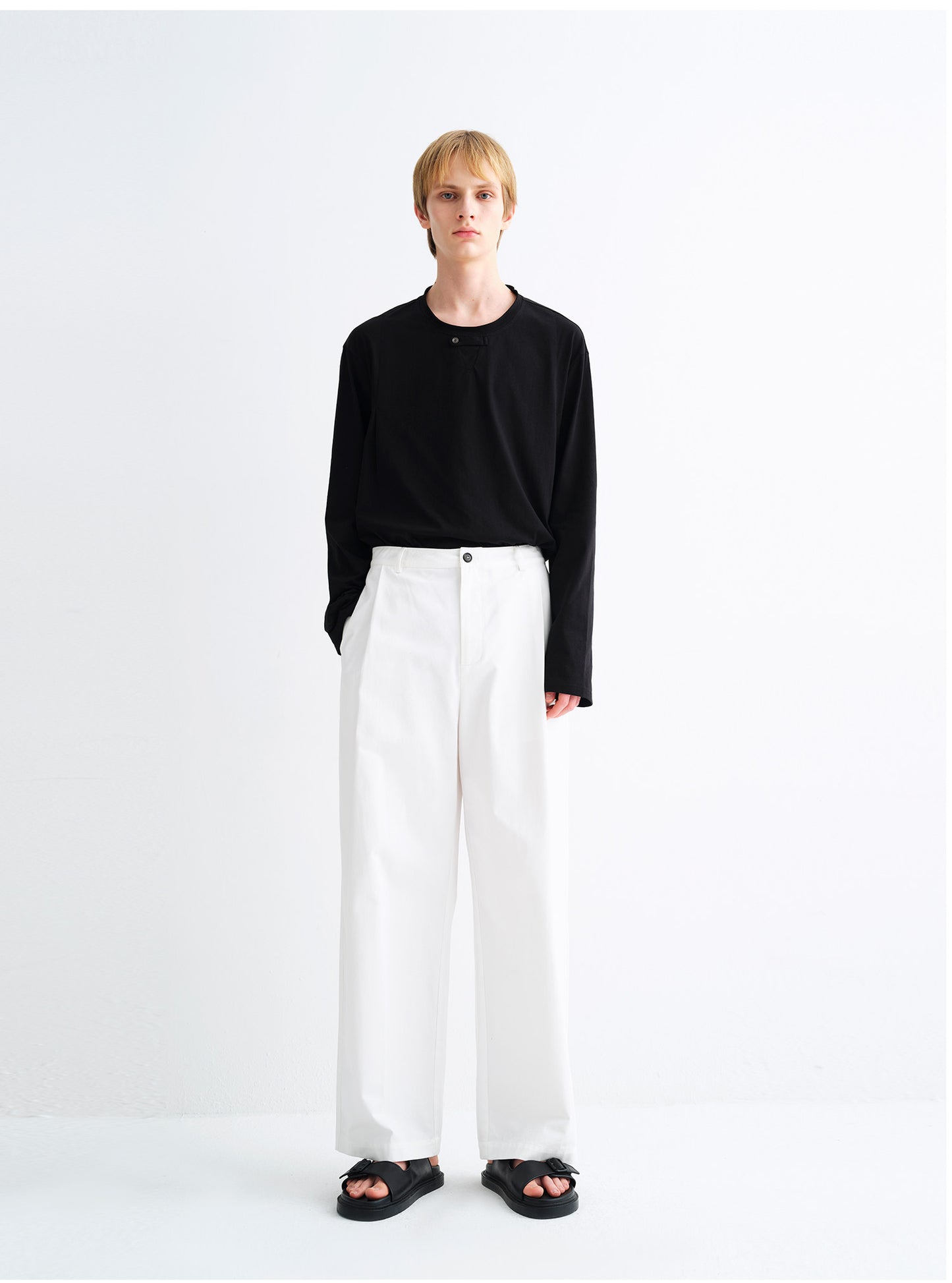 3D-Cut Straight-Leg Casual Wide-Leg Pants
