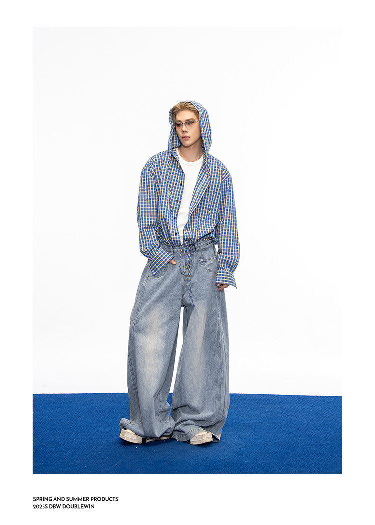 Vintage Lightweight Checkered Hooded Shirt